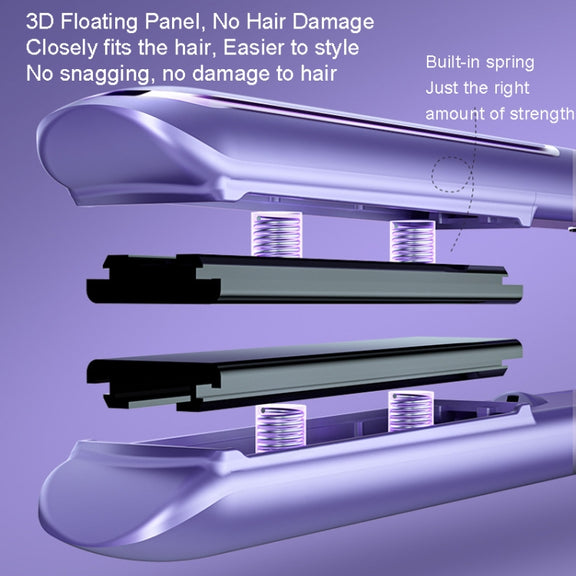 LTBEAR Negative Ion Straightening Curling Hair Wet and Dry Clipper Anti Hot Curling Iron, CN Plug(Champagne)