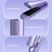 LTBEAR Negative Ion Straightening Curling Hair Wet and Dry Clipper Anti Hot Curling Iron, CN Plug(Purple)