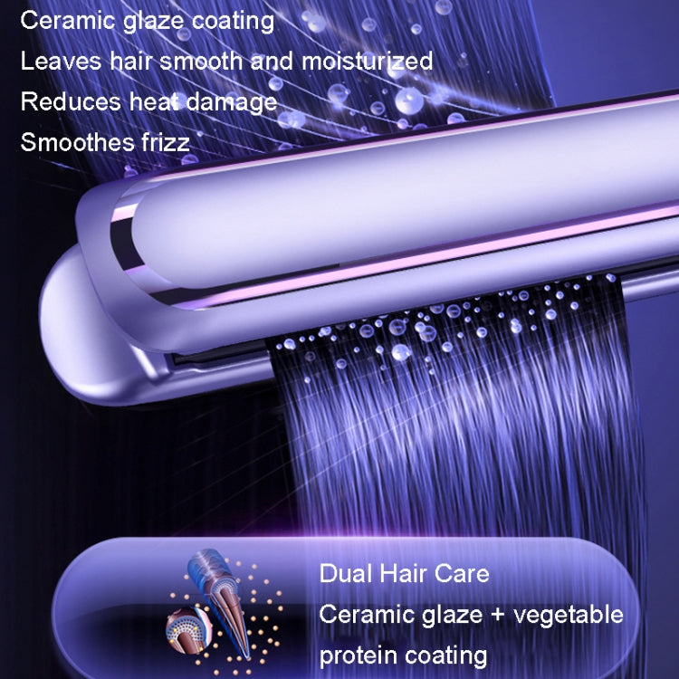 LTBEAR Negative Ion Straightening Curling Hair Wet and Dry Clipper Anti Hot Curling Iron, CN Plug(Purple)