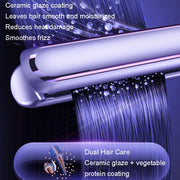 LTBEAR Negative Ion Straightening Curling Hair Wet and Dry Clipper Anti Hot Curling Iron, CN Plug(Ivory White)