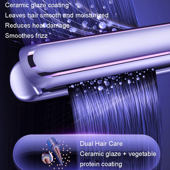LTBEAR Negative Ion Straightening Curling Hair Wet and Dry Clipper Anti Hot Curling Iron, CN Plug(Ivory White)