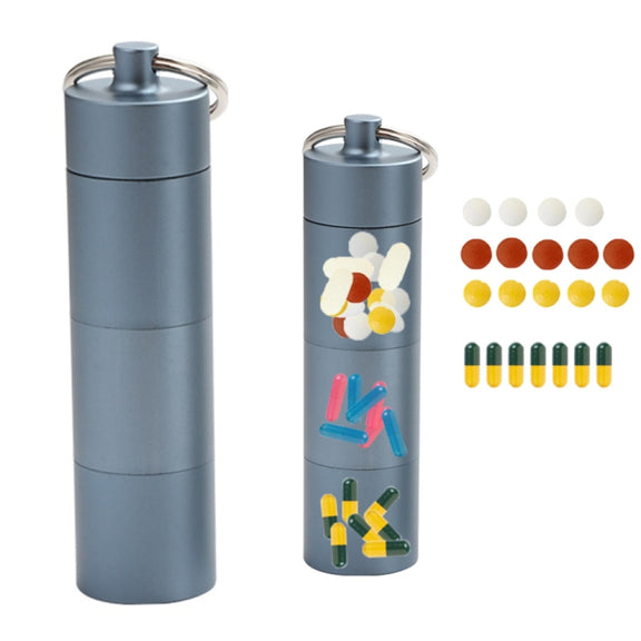Outdoor First Aid Sealed Water-resistant Pill Jar Aluminum Alloy Portable Emergency Pill Box(Blue)