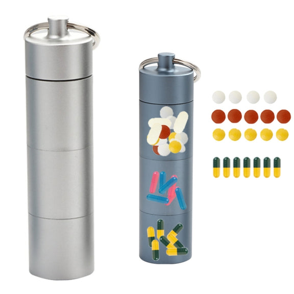 Outdoor First Aid Sealed Water-resistant Pill Jar Aluminum Alloy Portable Emergency Pill Box(Silver)