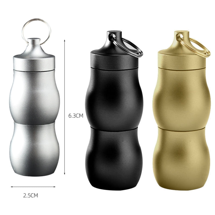 F25 Outdoor First Aid Pill Sealed Bottle Mini Water-resistant Metal Medicine Jar Keychain(Black)