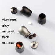 F25 Outdoor First Aid Pill Sealed Bottle Mini Water-resistant Metal Medicine Jar Keychain(Black)