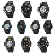 SKMEI 2003 Multifunctional Back Light Sports Watch Mens Countdown Date Alarm Clock Watch(Black White Machine)