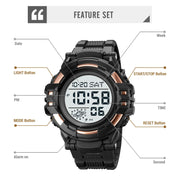 SKMEI 2003 Multifunctional Back Light Sports Watch Mens Countdown Date Alarm Clock Watch(Blue Black Machine)