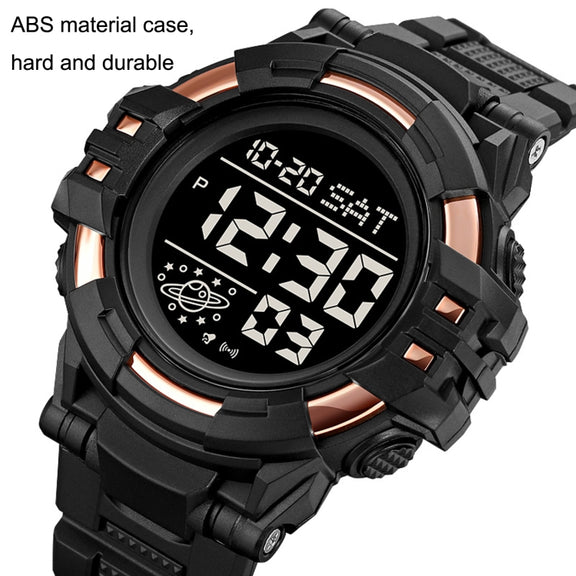 SKMEI 2003 Multifunctional Back Light Sports Watch Mens Countdown Date Alarm Clock Watch(Black White Machine)