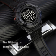 SKMEI 2003 Multifunctional Back Light Sports Watch Mens Countdown Date Alarm Clock Watch(Black White Machine)