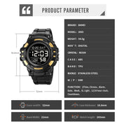 SKMEI 2003 Multifunctional Back Light Sports Watch Mens Countdown Date Alarm Clock Watch(Black White Machine)
