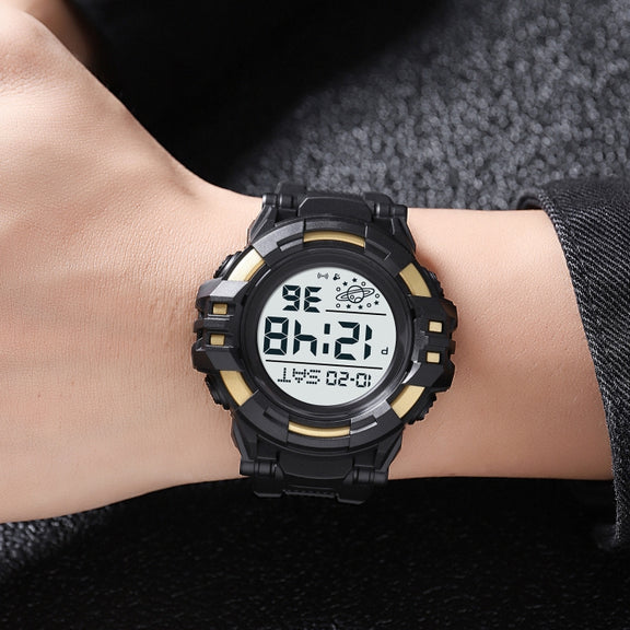 SKMEI 2003 Multifunctional Back Light Sports Watch Mens Countdown Date Alarm Clock Watch(Black White Machine)