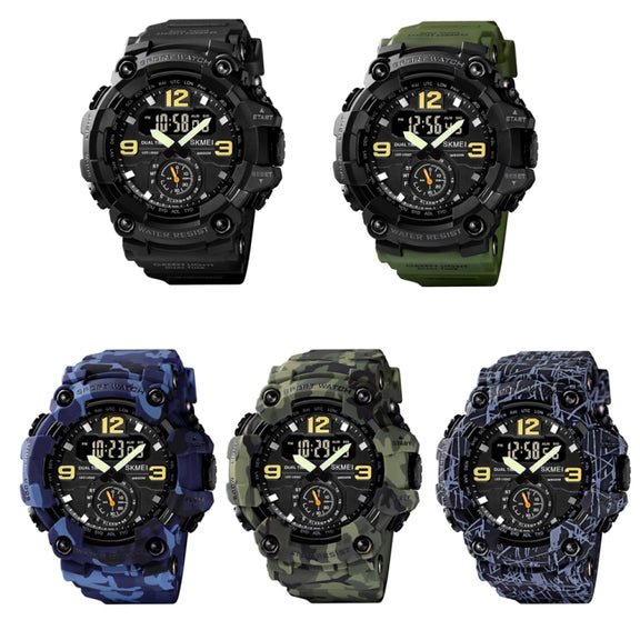 SKMEI 1637 Sports Digital Display Outdoor Shockproof Plastic Large Dial Men Watch, Color: Blue Camouflage
