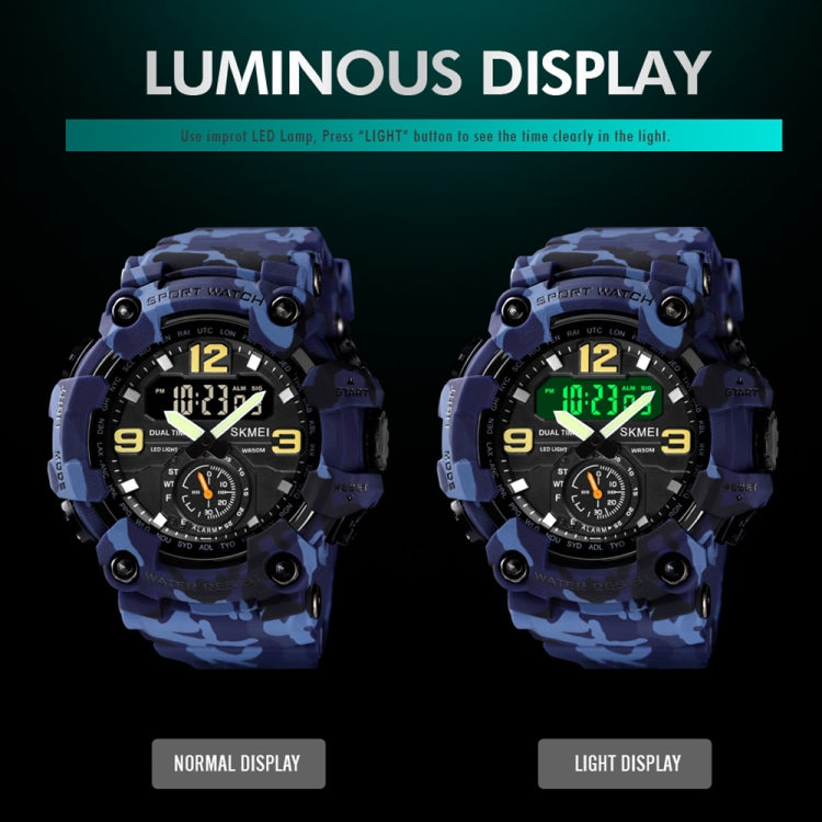 SKMEI 1637 Sports Digital Display Outdoor Shockproof Plastic Large Dial Men Watch, Color: Blue Camouflage