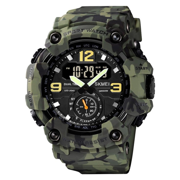 SKMEI 1637 Sports Digital Display Outdoor Shockproof Plastic Large Dial Men Watch, Color: Army Green Camouflage