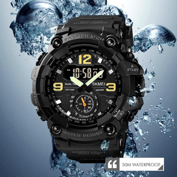 SKMEI 1637 Sports Digital Display Outdoor Shockproof Plastic Large Dial Men Watch, Color: Army Green Camouflage