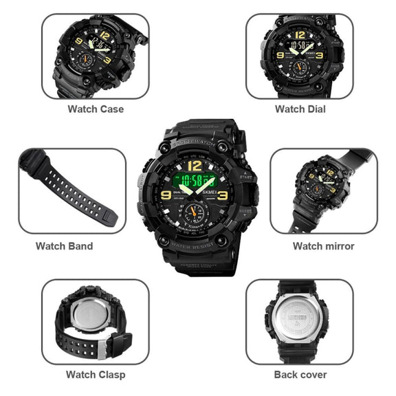 SKMEI 1637 Sports Digital Display Outdoor Shockproof Plastic Large Dial Men Watch, Color: Gray Black
