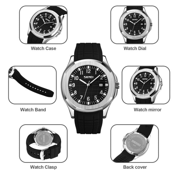 SKMEI 9286 Outdoor Sports Multifunctional Men Water-resistant Quartz Watch(White)