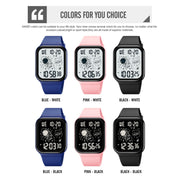 SKMEI 1863 Multifunctional Astronaut Student Digital Sports Square Watch(Black Black Machine)
