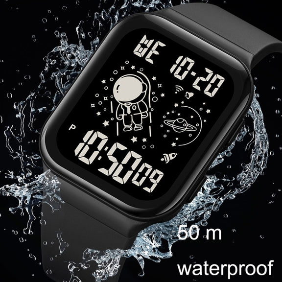 SKMEI 1863 Multifunctional Astronaut Student Digital Sports Square Watch(Black White Machine)