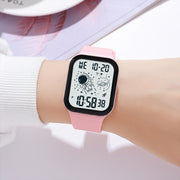 SKMEI 1863 Multifunctional Astronaut Student Digital Sports Square Watch(Black Black Machine)