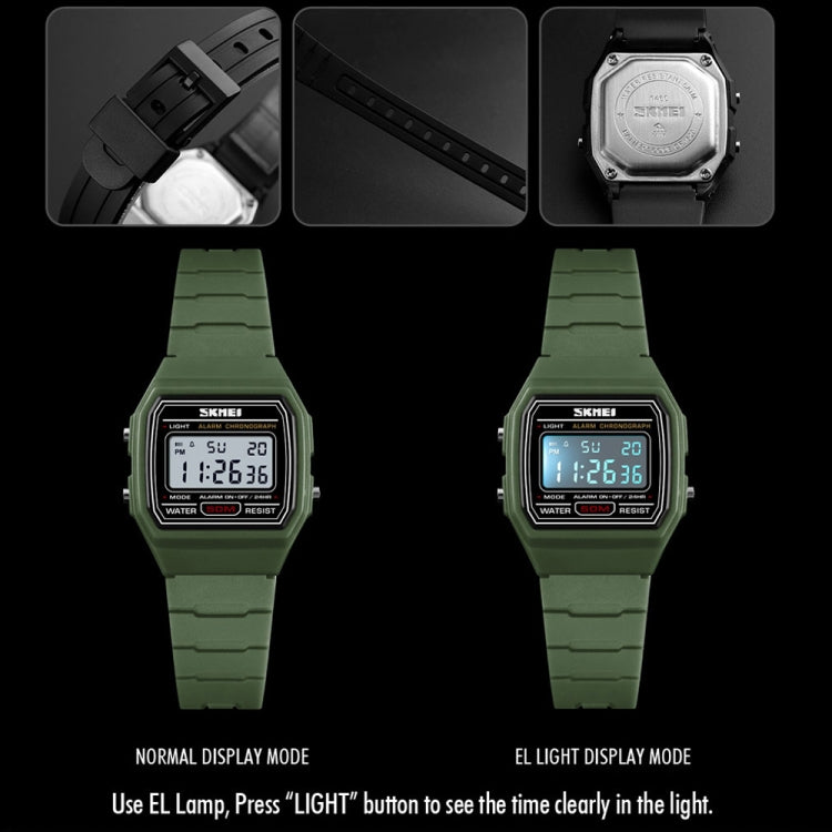 SKMEI 1460 Children Luminous Multifunctional Water-resistant Thin Sports Watch(Army Green)