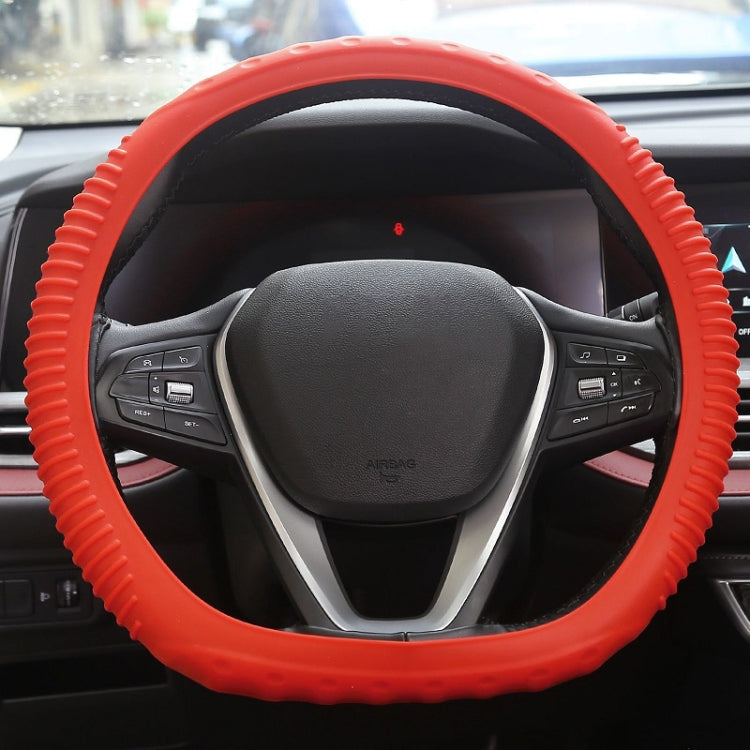 Silicone Non-slip Wear-resistant Concave Point Car Steering Wheel Cover, Size: 34-38cm(Red) - Steering Wheel Accessories by PMC TechLife | Online Shopping South Africa | PMC TechLife | Buy Now Pay Later Mobicred