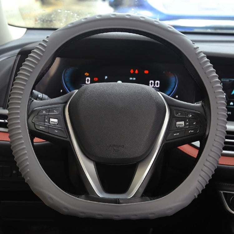 Silicone Non-slip Wear-resistant Concave Point Car Steering Wheel Cover, Size: 34-38cm(Grey) - Steering Wheel Accessories by PMC TechLife | Online Shopping South Africa | PMC TechLife | Buy Now Pay Later Mobicred