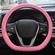 Silicone Non-slip Wear-resistant Concave Point Car Steering Wheel Cover, Size: 34-38cm(Light Pink)