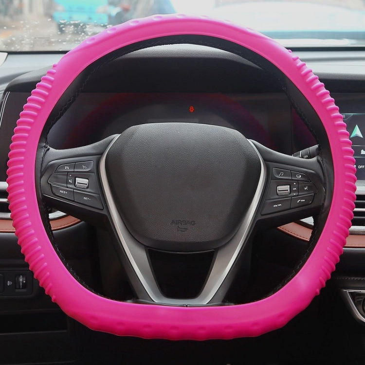 Silicone Non-slip Wear-resistant Concave Point Car Steering Wheel Cover, Size: 34-38cm(Rose Red) - Steering Wheel Accessories by PMC TechLife | Online Shopping South Africa | PMC TechLife | Buy Now Pay Later Mobicred