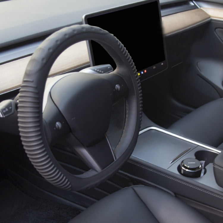 Silicone Non-slip Wear-resistant Concave Point Car Steering Wheel Cover, Size: 34-38cm(Black) - free shipping - PMC TechLife - Order now!