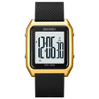 SKMEI 1866 Square Large Screen Men Steel Belt Multi-function Night Light Alarm Clock Watch(Gold White Machine) - free shipping - PMC TechLife - Order now!