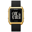 SKMEI 1866 Square Large Screen Men Steel Belt Multi-function Night Light Alarm Clock Watch(Gold Black Machine) - free shipping - PMC TechLife - Order now!