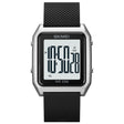 SKMEI 1866 Square Large Screen Men Steel Belt Multi-function Night Light Alarm Clock Watch(Silver White Machine) - free shipping - PMC TechLife - Order now!