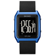 SKMEI 1866 Square Large Screen Men Steel Belt Multi-function Night Light Alarm Clock Watch(Blue Black Machine) - free shipping - PMC TechLife - Order now!