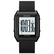 SKMEI 1866 Square Large Screen Men Steel Belt Multi-function Night Light Alarm Clock Watch(Black White Machine) - free shipping - PMC TechLife - Order now!