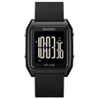 SKMEI 1866 Square Large Screen Men Steel Belt Multi-function Night Light Alarm Clock Watch(Black Black Machine) - free shipping - PMC TechLife - Order now!