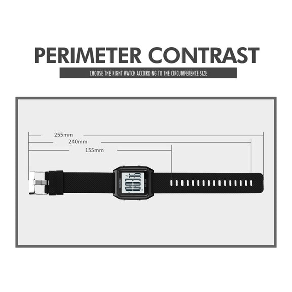 SKMEI 1866 Square Large Screen Men Steel Belt Multi-function Night Light Alarm Clock Watch(Blue White Machine)