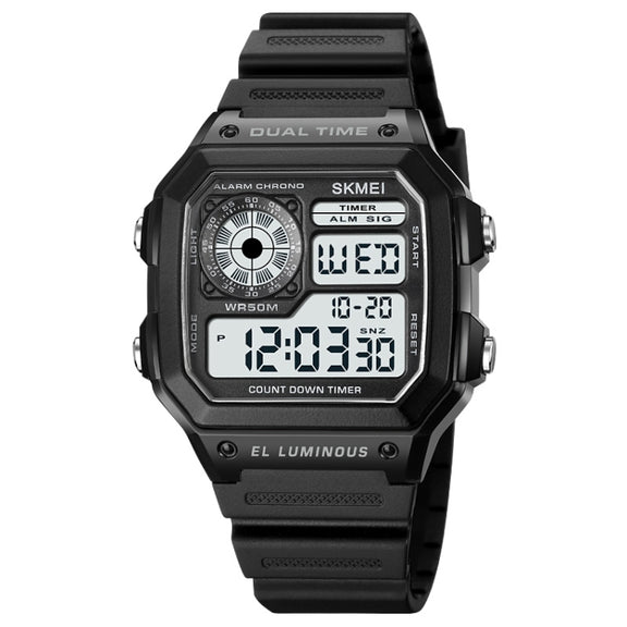 SKMEI 1998 Transparent Shell Ice Sensor Outdoor Sports Water-resistant Multi-function Watch(Black)
