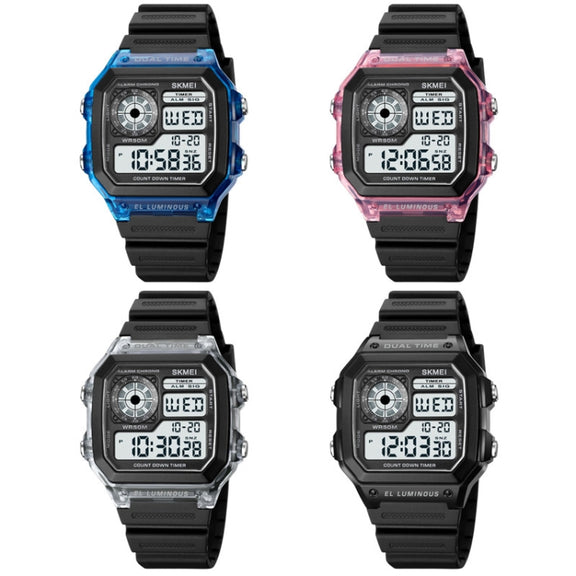 SKMEI 1998 Transparent Shell Ice Sensor Outdoor Sports Water-resistant Multi-function Watch(Black)