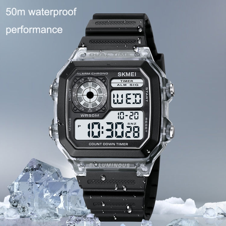 SKMEI 1998 Transparent Shell Ice Sensor Outdoor Sports Water-resistant Multi-function Watch(Black)