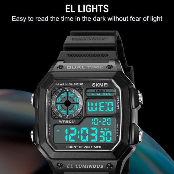 SKMEI 1998 Transparent Shell Ice Sensor Outdoor Sports Water-resistant Multi-function Watch(Black)