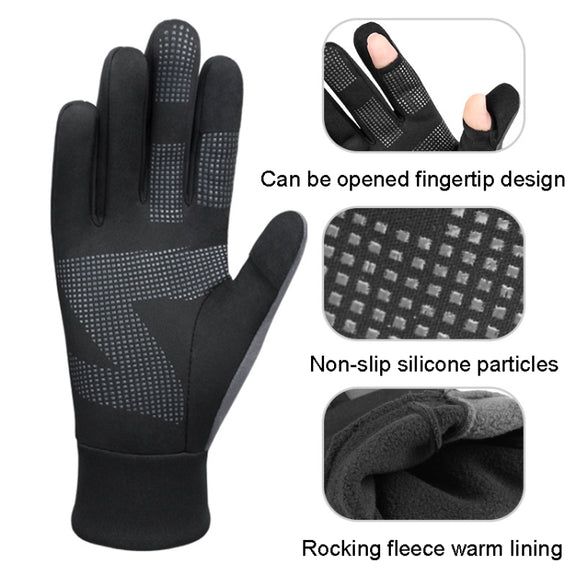 Touch Screen Anti-slip Water-resistant Outdoor Sports Warm Cycling Gloves, Size: L(Black)