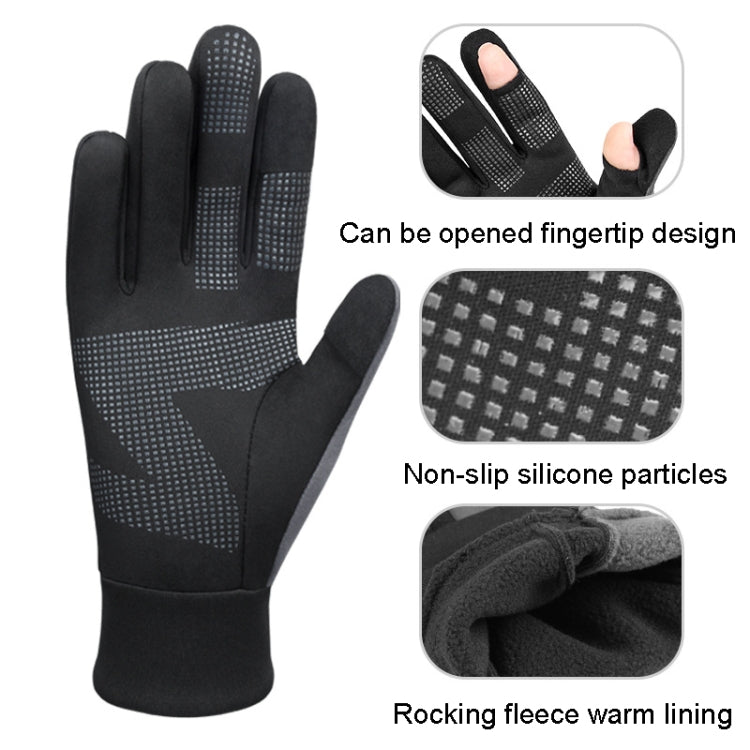 Touch Screen Anti-slip Water-resistant Outdoor Sports Warm Cycling Gloves, Size: XL(Black)