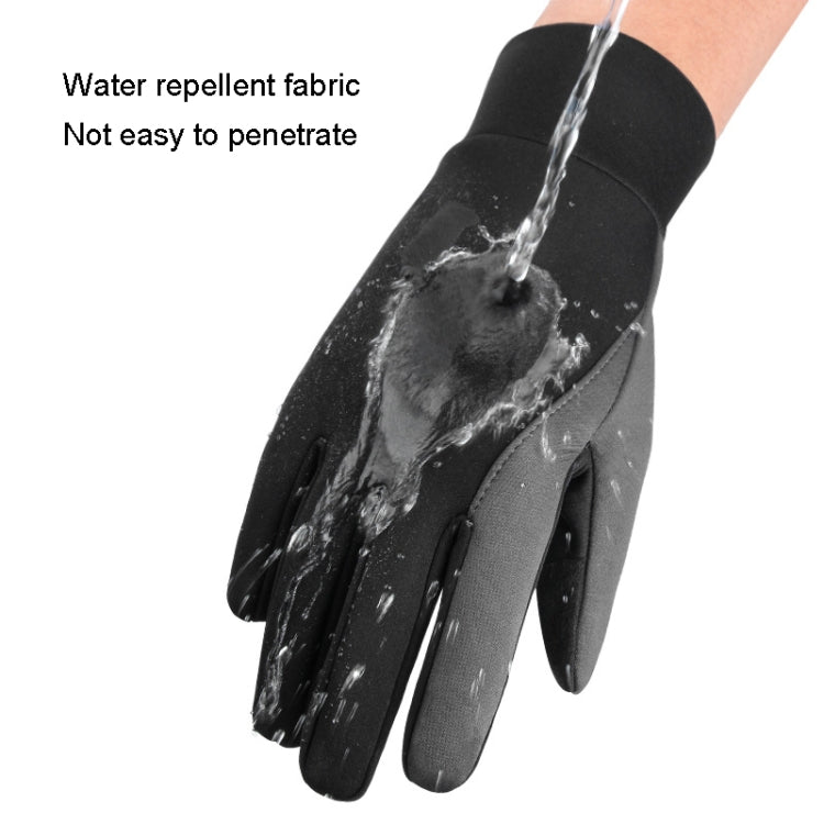 Touch Screen Anti-slip Water-resistant Outdoor Sports Warm Cycling Gloves, Size: L(Black)