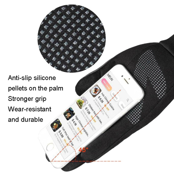 Touch Screen Anti-slip Water-resistant Outdoor Sports Warm Cycling Gloves, Size: L(Black)