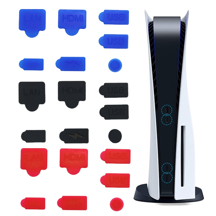For PS5 2sets 7pcs/Set Dust Plug Silicone Dust Protector Anti-Dust Cover(Red) - PS5 Spare Parts by PMC TechLife | Online Shopping South Africa | PMC TechLife
