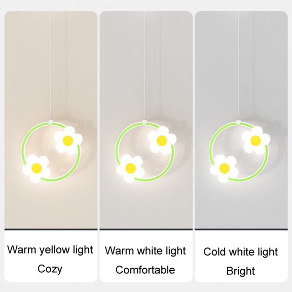 Children Room Bedside Warm Sunflower Chandelier, Color: Square Green White Light