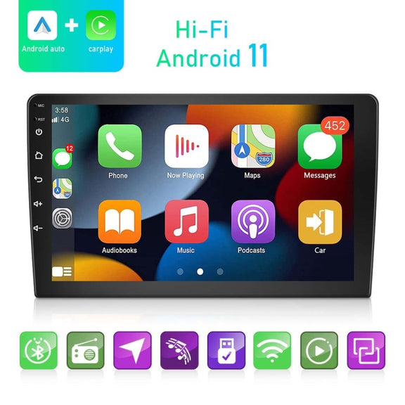 A3012 9 Inch Android Navigation CarPlay 1+32G Dual-Spindle Universal Central Control Screen Car Navigator Reversing Video Player(Standard)