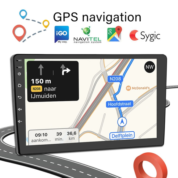 A3012 9 Inch Android Navigation CarPlay 1+32G Dual-Spindle Universal Central Control Screen Car Navigator Reversing Video Player(Standard)