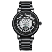 BINBOND B7872 Multifunctional Hollow Luminous Water-resistant Quartz Watch, Color: Black Steel-Black-White